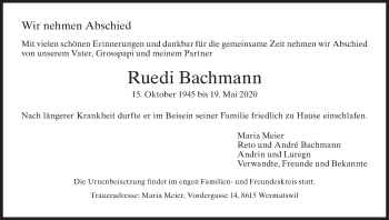 Traueranzeige von Ruedi Bachmann von AvU