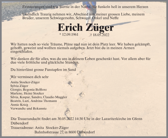 Traueranzeige von Erich Züger von VO solo