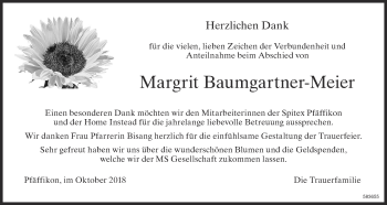 Traueranzeige von Margrit Baumgartner-Meier von ZO Gesamt