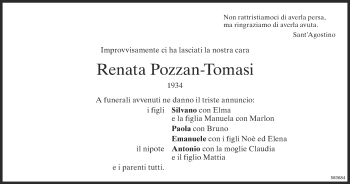 Traueranzeige von Renata Pozzan-Tomasi von ZO Gesamt