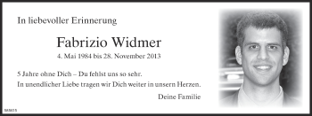 Traueranzeige von Fabrizio Widmer von ZO Gesamt