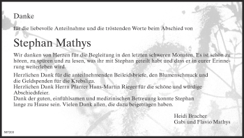 Traueranzeige von Stephan Mathys von ZO Gesamt