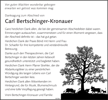 Traueranzeige von Carl Bertschinger-Kronauer von ZO Gesamt