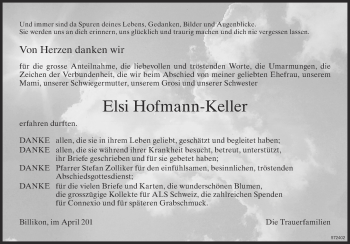 Traueranzeige von Elsi Hofmann-Keller von reg_12