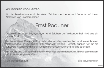 Traueranzeige von Ernst Roduner von ZO Gesamt
