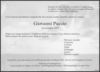 Traueranzeige von Giovanni Puccio von ZO Gesamt