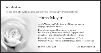 Traueranzeige von Hans Meyer von ZO Gesamt