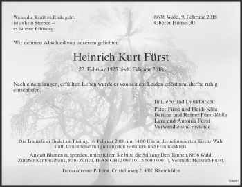 Traueranzeige von Heinrich Kurt Fürst von ZO Gesamt