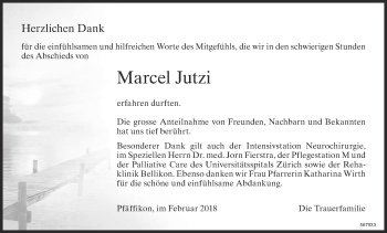 Traueranzeige von Marcel Jutzi von ZO Gesamt