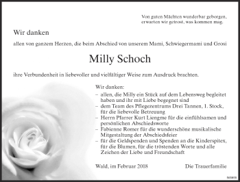 Traueranzeige von Milly Schoch von ZO Gesamt