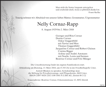 Traueranzeige von Nelly Cornaz-Rapp von ZO Gesamt