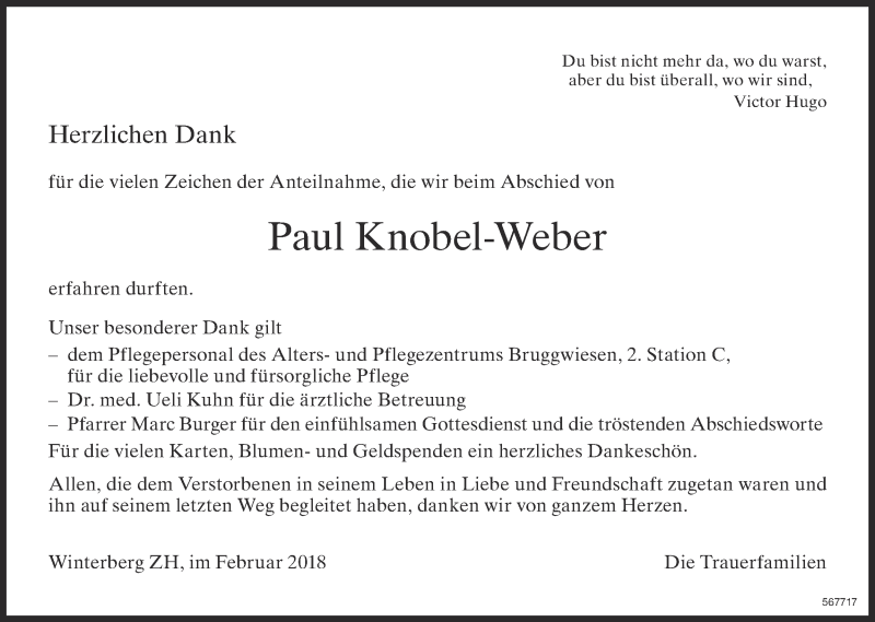 Traueranzeige für Paul Knobel-Weber vom 01.03.2018 aus reg_1