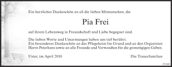 Traueranzeige von Pia Frei von ZO Gesamt