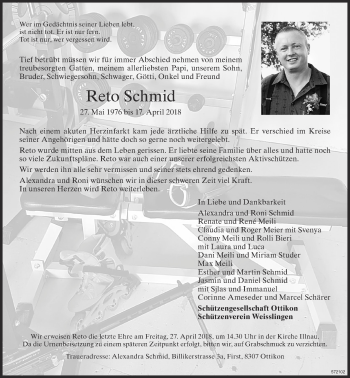 Traueranzeige von Reto Schmid von reg_12345