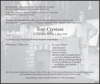 Traueranzeige von Toni Crestani von reg_1