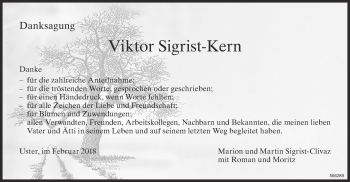 Traueranzeige von Viktor Sigrist-Kern von ZO Gesamt