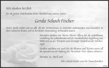 Traueranzeige von Gerda Schoch-Fischer von ZO Gesamt