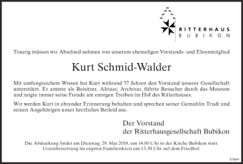 Traueranzeige von Kurt Schmid-Walder von ZO Gesamt