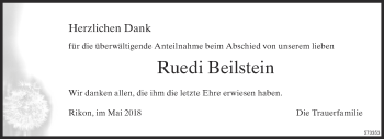 Traueranzeige von Ruedi Beilstein von ZO Gesamt