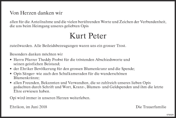 Traueranzeige von Kurt Peter von ZO Gesamt