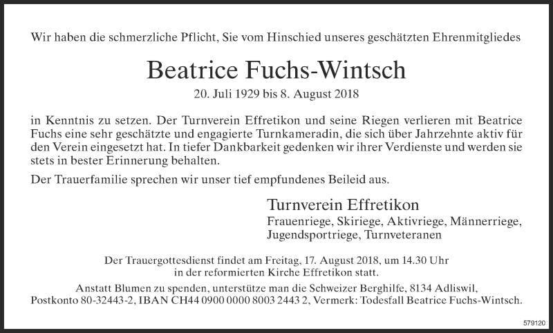  Traueranzeige für Beatrice Fuchs-Wintsch vom 16.08.2018 aus reg_1
