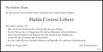 Traueranzeige von Hulda Cortesi-Löhrer von ZO Gesamt