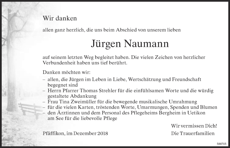  Traueranzeige für Jürgen Naumann vom 04.01.2019 aus ZO Gesamt