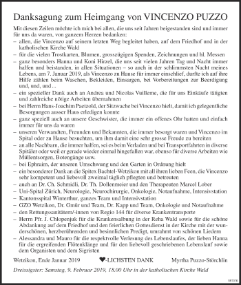 Traueranzeige von Vincenzo Puzzo von ZO Gesamt