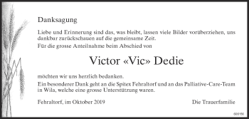 Traueranzeige von Victor  Dedie von ZO Gesamt