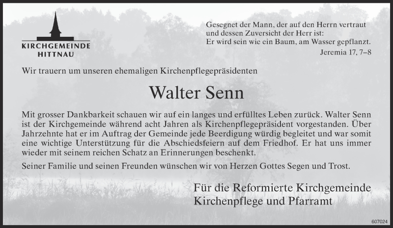  Traueranzeige für Walter Senn vom 24.10.2019 aus ZO Gesamt