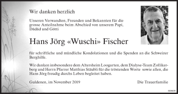 Traueranzeige von Hans Jörg Fischer von ZO Gesamt