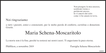 Traueranzeige von Maria Schena-Moscaritolo von ZO Gesamt