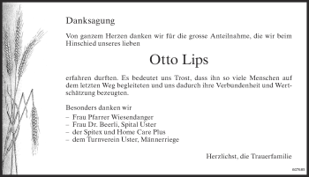 Traueranzeige von Otto Lips von ZO Gesamt