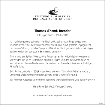 Traueranzeige von Thomas Brender von ZO Gesamt