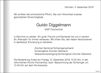 Traueranzeige von Guido Diggelmann von ZO Gesamt