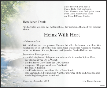 Traueranzeige von Heinz Willi Hort von ZO Gesamt