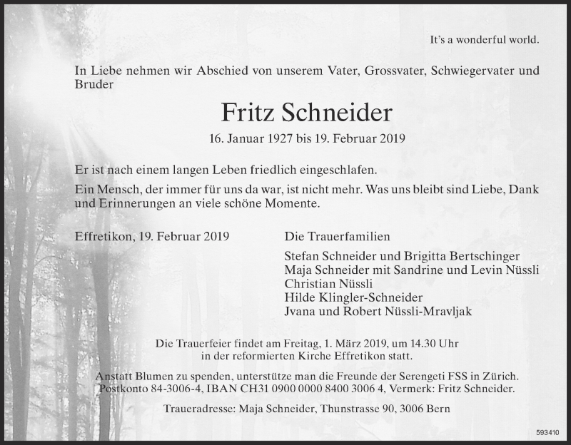  Traueranzeige für Fritz Schneider vom 28.02.2019 aus reg_1