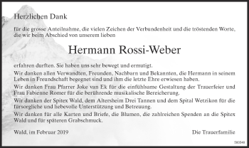 Traueranzeige von Hermann Rossi-Weber von ZO Gesamt