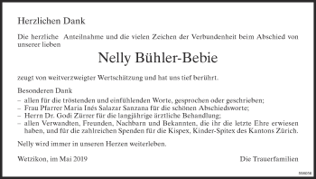 Traueranzeige von Nelly Bühler-Bebie von ZO Gesamt