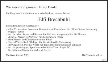 Traueranzeige von Elfi Brechbühl von ZO Gesamt