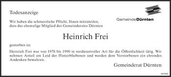 Traueranzeige von Heinrich Frei von ZO Gesamt