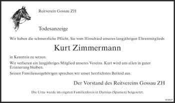Traueranzeige von Kurt Zimmermann von ZO Gesamt