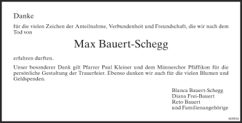Traueranzeige von Max Bauert-Schegg von ZO Gesamt