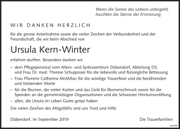 Traueranzeige von Ursula Kern-Winter von Glattaler
