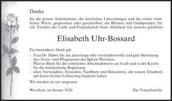 Traueranzeige von Elisabeth Uhr-Bossard von ZO solo