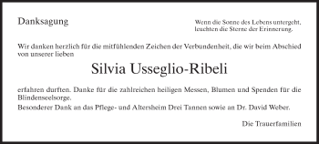 Traueranzeige von Silvia Usseglio-Ribeli von ZO solo