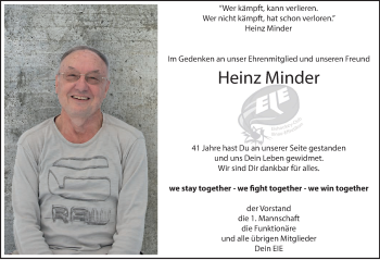 Traueranzeige von Heinz Minder von AvU