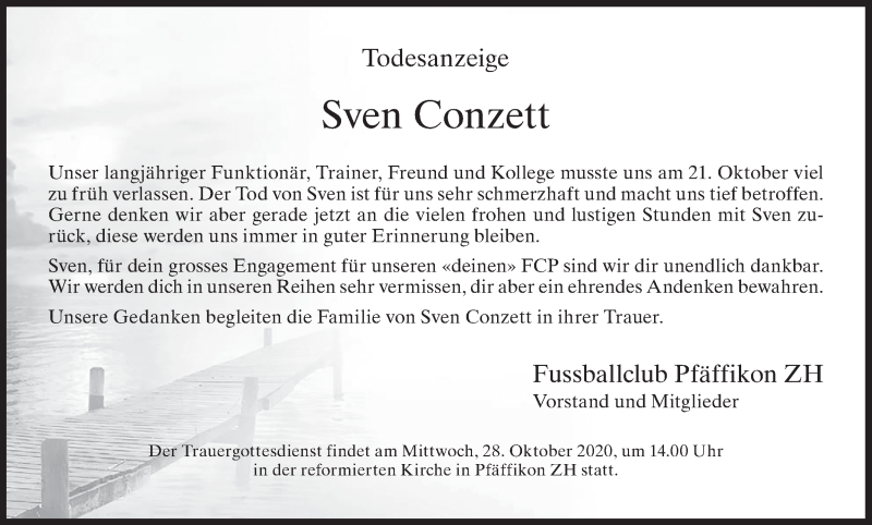  Traueranzeige für Sven Conzett vom 27.10.2020 aus AvU