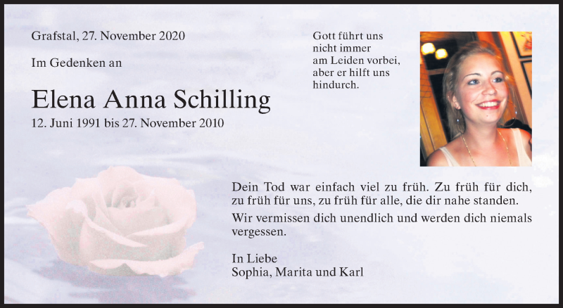 Traueranzeige für Elena Anna Schilling vom 19.11.2020 aus reg_3