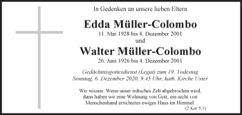 Traueranzeige von Edda Müller-Colombo von ZO solo